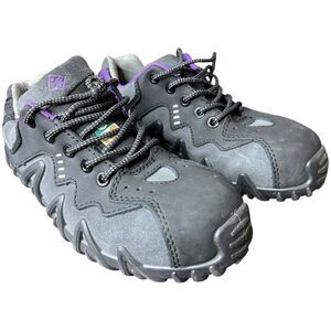 TERRA Spider Safety Composite Toe Work Shoe Womens 106007BLK Leather Gray 8